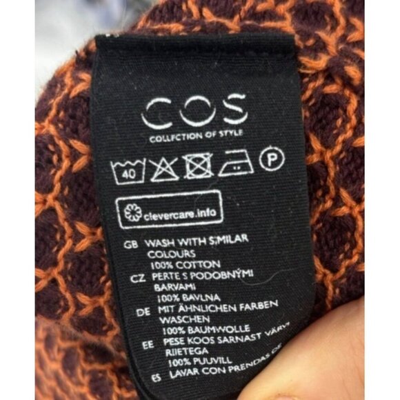 NWOT COS Raised Knit Honeycomb Long Sleeve Midi Dress Brown Orange M - Picture 4 of 4